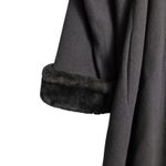 Steve by Searle Black Wool Blend Coat Faux Fur Trim Button Front Vintage XL Photo 2