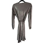 Love Sadie Silver Metallic Faux Wrap Ballon Sleeve Party Cocktail Dress Size XS Photo 1