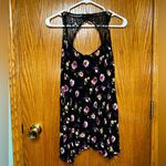 Forever 21 Black Floral Lace-Back Sundress Side Pockets Size L Feminine Boho Photo 2