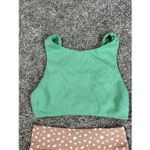 Aerie bikini swimwear set waffle knit high cut cheeky bottoms high neck top XS Photo 4