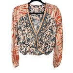 Free People Cruising Together Printed Faux Wrap Cropped Shirt Size XS Boho Photo 1