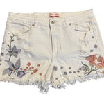 Gogo Jeans  Embroidered Floral White Denim Cutoff Shorts – Size 13 Photo 0