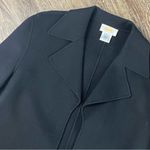 Talbots Blazer Jacket Women 12 Black Open Front 100% Wool Collard 2 Pockets Photo 3