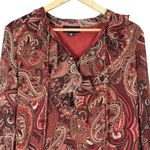 Premise Paisley Blouse Womens S Red Brown Abstract Ruffle Romantic Boho Fall Y2K Photo 1