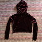 Forever 21 MAROON CRUSHED VELVET CROP HOODIE Photo 3