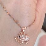 Zircon Crystal Rose Gold Little Elephant Necklace Photo 3