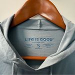 Life is Good Crusher Flex Hoodie Smoky Blue Colorful Spellout Stretchy S Photo 2
