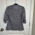 Tory Burch  Brigitte paisley floral Button-Down Blouse Carinthia Navy tab sleeves Photo 6