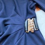Navy Blue Crewneck Gold Lock 1/2 Sleeve Dress 8P Photo 2