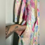 Vintage Lucie Ann Satin Pastel Floral Robe Neglige Medium White Photo 8