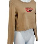 Cotton On  Ford Mustang Country Tan Brown Long Sleeve Lettuce Hem Crop Tee size M Photo 8