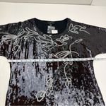 Investments  Black Sequin Top‎ Short Sleeve Squiggle Size Small NEW *FACTORY FLAW Photo 7