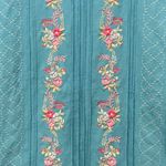 Vintage Embroidered Shirt Medium Cottagecore Floral Feminine Casual Boho Knit Blue Photo 2