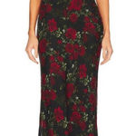 L'Agence  Kenna Silk Gown Black Red Roses Sz 12 Gothic Romance Photo 0