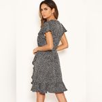 AX Paris Black Polka Dot Wrap Frill Mini Dress Photo 5