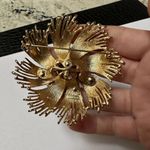 Monet Large Signed  Gold Tone Brooch Pin Fringed Style Photo 6