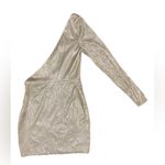 Meshki  Lilliana Textured Metallic One Shoulder Peekaboo Mini Dress Photo 3