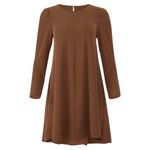 Amanda Uprichard Brown Wendy Dress Plus Size 1X Swing Long Sleeve Fall Corporate Photo 1