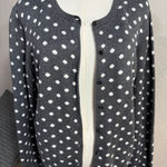 Ann Taylor Polka Dot Cardigan Sweater Gray White Button Front Women’s Large Photo 0