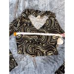 Self Esteem NWT  Size‎ Medium 70s Ripple Brown wavy long sleeve crop top retro Photo 6