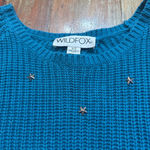 Wildfox Women's  Teal Star Studded Open Back Crew Neck Sweater XS Photo 5