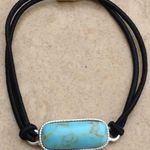 Silver Tone Oblong Turquoise Stone Hair Bracelet Blue Photo 0