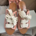 Sole Society Marinn Pink Coral Dust lace up suede slide Sandals ivory 6.5 NIB Photo 3