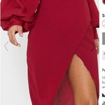 Pretty Little Thing Plt PETITE BURGUNDY WRAP PENCIL SKIRT size 10 Photo 4