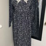 VINTAGE NEWPORT NEWS COTTON PRAIRIE DRESS GRANNY CHIC LACE COLLAR MADE IN USA Blue Size M Photo 0