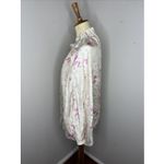 Ann Mashburn  Silk Button-front 3/4 Sleeve Cream Pink Floral Blouse Large L Photo 1