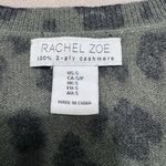 Rachel Zoe 100% Cashmere Sweater Olive Green and Black Leopard Print Photo 4