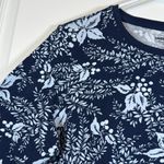 Lands' End  Navy Blue Crewneck Long Sleeve Shirt Relaxed Fit Size M/P EUC #5533 Photo 2