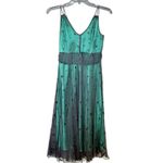 Jonathan Martin VTG Y2K  Dress emerald green silk black sheer mesh polka dot SZ 6 Photo 1