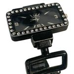 Vintage Geneva Rhinestone Black Silver Tone Women's Watch Photo 2