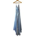 Mac Duggal  Powder Blue Satin High Slit Gown Size 8 Evening Dress Photo 3