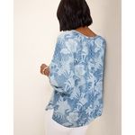 Tommy Bahama  Blue Floral Tencel Blouse Medium Beachy Resort Soft Coastal Relaxed Photo 8