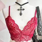 Red Lace Bralette,‎ Coquette Y2K Lingerie Romantic Goth Medium Grunge Retro Photo 1