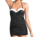 Spanx New Retro Dresskini Polka Dot Swim Underwire Molded Cups Tankini Top-6 Photo 0