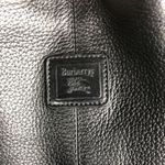 BURBERRYS Large Black Leather Bucket Drawstring Bag Nova Check Lining Authentic Photo 1