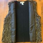 KIKIT vintage faux fur vest jacket women’s XL black brown 90’s full zip Photo 2
