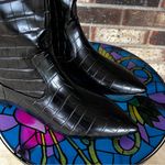 JustFab  Black Embossed Sienna Flat Boots Chic Rocker Mobwife Goth‎ Edgy Photo 4