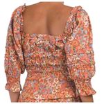 HOUSE OF HARLOW 1960 Ruffle Square Neck Smocked Top. Size L Orange Size L Photo 1