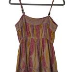 DKNY Jeans Women's Sleeveless Crochet Peplum Top Small Tan Purple 100% Cotton Photo 1