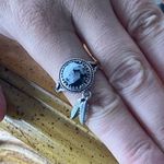 White Buffalo Turquoise Sterling Silver Feather Ring Size 10 Black Photo 3