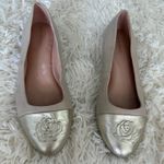 Taryn Rose Beige Gold Leather Rose Cap Toe Ballet Flats Women Shoes 6 Photo 0