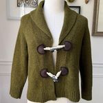 J.Crew Green Wool Horn Button Cropped Cardigan Sweater M Photo 0
