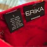 Erika Vintage  Linen Blend Sleeveless Red Floral Dress Sz  L Photo 5
