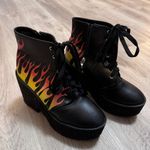 Hot Topic Flames Fire Platform Shoes Black Yellow Red 10 Goth Chunky Photo 2