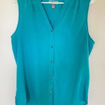 Chelsea28  Blue Button Front Sleeveless Tank Size Medium Photo 0