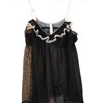 Victoria's Secret  VS Size Large Black Sheer Baby Doll Kawaii Light Pink Lace Bow Photo 0